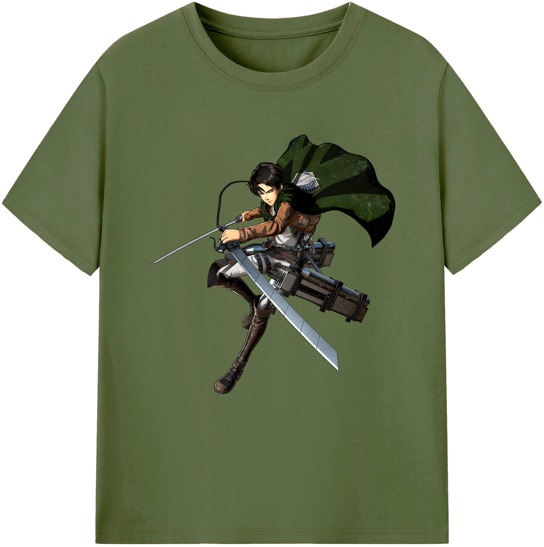 （画像用） 進撃の巨人 リヴァイ·アッカーマン Attack on Titan Levi Ackerman 綿100％半袖Tシャツ（フロントプリント）